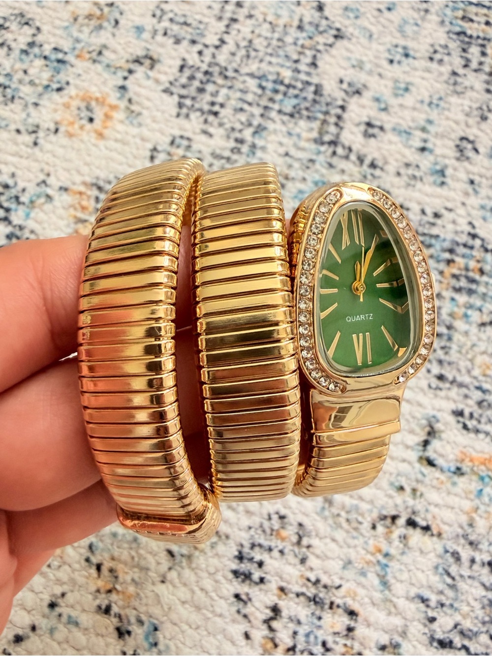 Serpenti Snake Gold-Tone Green Dial Wrap Watch Snake Watch - Picture 7 of 8